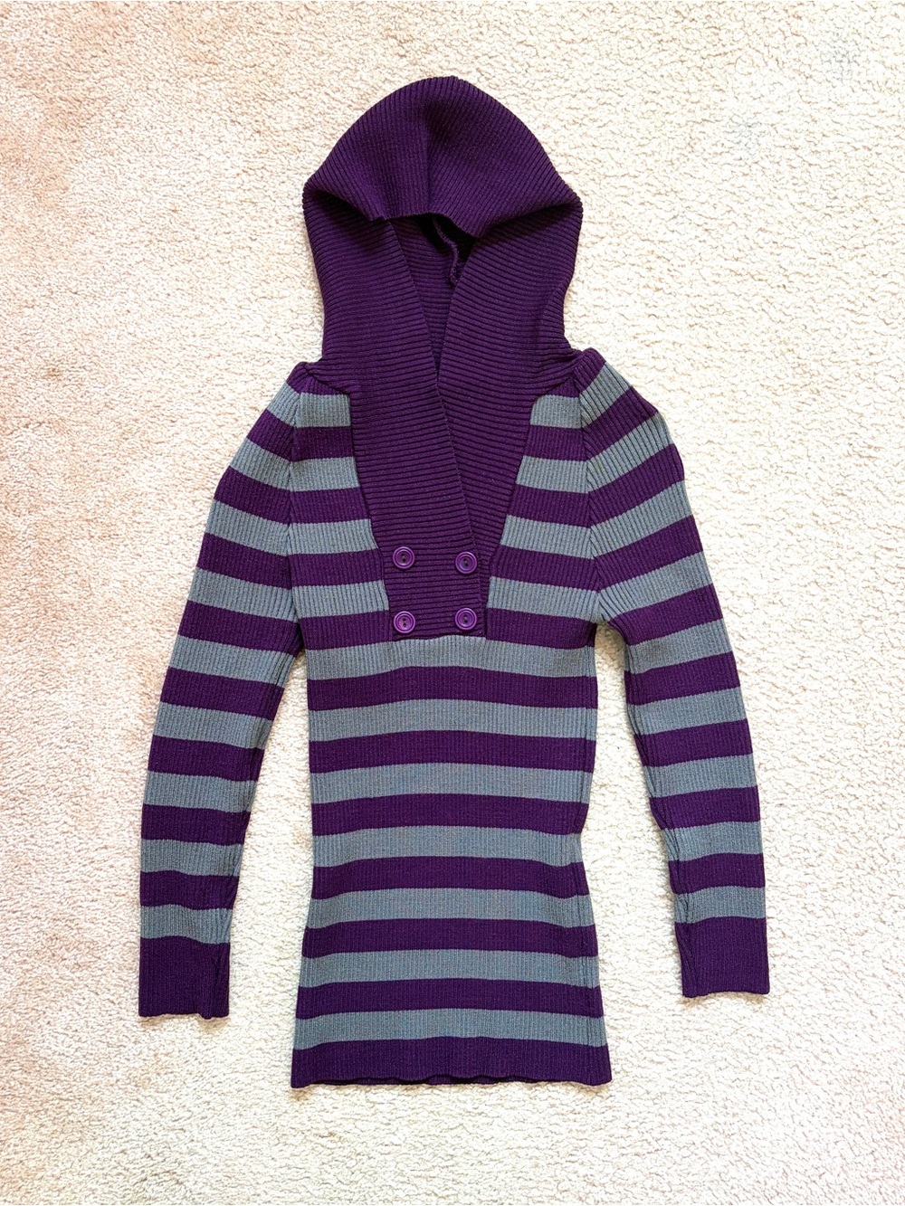y2k vampire goth striped hooded sweater